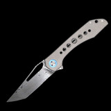 Simeon Custom Knives UnTo Damasteel Speed Holes Blue Accents SCK-UNTO-DAMA-SH