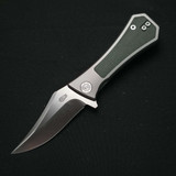 Auxiliary Manufacturing Pocket Bowie Deadhead Frame Lock Titanium and Green Micarta AUX-GRN-FLD-TI-MICRT