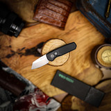 Protech Knives Runt 5 Smooth black Stonewash 20CV reverse tanto R5201 Runt 5