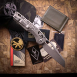 Microtech MSI Ram-Lok Full Serrated Marfione Select Apocalyptic Finish Frag Titanium 210-12APFRMS1