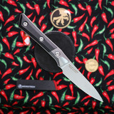 Microtech 3.5" Pairing Knife Stonewash Standard Titanium Bolster Black G-10 3500B-10BK