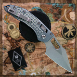 Microtech STITCH RAM-LOK Marfione Select Ice Blue FRAG titanium blue accent Double Vapor Blast stainless 169RL-10FRMS6