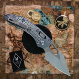 Microtech STITCH RAM-LOK Partial Serrated Marfione Select Ice Blue FRAG titanium Double Vapor Blast stainless 169RL-11FRMS6