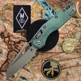 Microtech MSI RAM-LOK Marfione Select Bronzed Antique Green Slab Side Titanium Bronze Accent Bronzed Double Vapor Blast Stainless