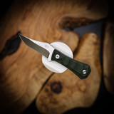 Auxiliary Manufacturing Pocket Bowie Fixed Blade Green Micarta Production