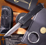 Microtech Executive Scarab II Gen III – Tanto Edge, DLC Apocalyptic Finish – Chisel Grind, Hefted Black Anodized Alloy, DLC Hard Cut Stainless 1279-DLCCGHCS-MCK