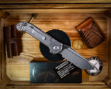 Microtech LUDT – Tanto Edge Partial Serrated, Marfione Select Apocalyptic Finish, Slab Side Titanium, Apocalyptic Stainless 1136-11APMS1