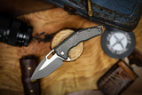 Heretic Knives Medusa Manual Tanto Battleworn Blade, Battleworn Titanium Chassis H009-5A-TIBATTLE