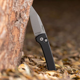 ProTech Chavez Scapegoat Compact Auto black handle stonewash MagnaMax blade black deep carry clip. RCS1101