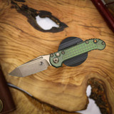 MICROTECH LUDT TANTO EDGE MARFIONE SELECT BRONZED STONWASH FINISH ANTIQUE GREEN ANODIZED FRAG PATTERN TITANIUM W/ BRONZE TITANIUM ACCENT BRONZED DOUBLE VAPOR BLAST STAINLESS 1136-13FRMS1
