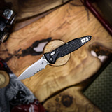 Microtech Socom Ram-Lok Double Edge Stonewash Part Serrate Frag Aluminium Black 160RL-11FR