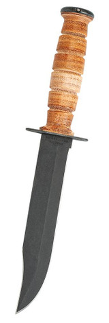 CASE GROOVED LEATHER USMC® KNIFE WITH LEATHER SHEATH