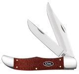 CASE SMOOTH DARK RED BURLAP MICARTA® CS FOLDING HUNTER WITH SHEATH