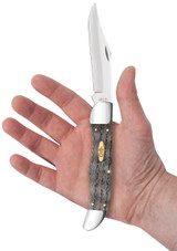 CASE SMOOTH BLACK CURLY OAK WOOD FOLDING HUNTER