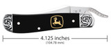 CASE JOHN DEERE EMBELLISHED SMOOTH BLACK SYNTHETIC RUSSLOCK® WITH EMBELLISHED BOLSTERS