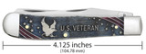 Case U.S. Veteran Gift Set Embellished Smooth Natural Bone with Blue and Red Color Wash Trapper (In Velvet Box) 16300