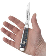 Case U.S. Veteran Gift Set Embellished Smooth Natural Bone with Blue and Red Color Wash Trapper (In Velvet Box) 16300