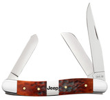 CASE JEEP® MEDIUM STOCKMAN GIFT SET - PEACH SEED JIG CHESTNUT BONE W/ EMBELLISHED CENTER BOLSTER