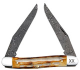 CASE DEEP CANYON JIGGED BURNT NATURAL BONE MUSKRAT RAINDROP DAMASCUS