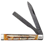 CASE DEEP CANYON JIGGED BURNT NATURAL BONE BABY DOC RAINDROP DAMASCUS