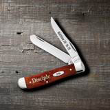 CASE RELIGIOUS SAYINGS MATTHEW 28: 19-20 EMBELLISHED SMOOTH CHESTNUT BONE MINI TRAPPER