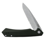 CASE OD GREEN ANODIZED ALUMINUM KINZUA® WITH SERRATED BLADE