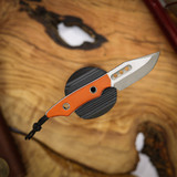HERETIC KNIVES  KOBOLD BOWIE BATTLEWORN STANDARD ORANGE G10 HANDLE SCALES.