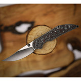 HYPERCUT MANUFACTURING KNIVES BIKKHU RED CAMO CARBON INLAY, S35VN, 0156 HCB0156