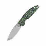 QSP Turtle Punk 14C28N, stonewash, Handle: Black/Green G10 QS158-C1