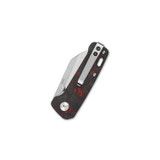QSP Penguin Mini Sandvik 14C28N, 2 tone satin, Handle: Red shredded CF overlay G10 QS130XS-E1