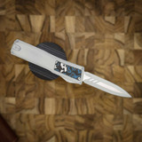 AXIAL KNIVES SHIFT V3 WHITE DOUBLE EDGE BLUE CABON INLAYS, STONEWASH HARDWARE, MAGNACUT CCAXL2
