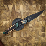 PROTECH KNIVES AVALON PEACE NEIGHBOR KNURLED SHIPWRECK, DLC BLACK MAGNACUT BLADE, BLACK LIP PEARL BUTTON PN1103-SHIPWRECK