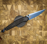 PROTECH KNIVES AVALON PEACE NEIGHBOR BLACK HANDLE, SAPPHIRE BLUE BLADE, MAGNACUT, BLACK PEARL BUTTON, SERIALIZED OF 200