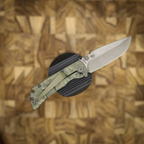 MCNEES KNIVES PM MAC 2 3" ROCK TEXTURE GREEN/ BRONZE HANDLE, STONEWASHED BLADE, STONEWASHED HARDWARE, DROP POINT, MAGNACUT