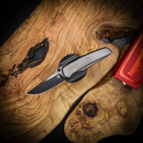 Chaves Knives Disciple Street | Jake McCoy Design | Stonewash Framelock | Red Label Magnetic Integral | Black Satin PVD Drop Point
