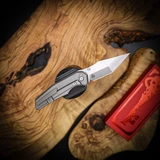 Chaves Knives Omega Street Jake McCoy Design Tanto - Premium M390 Steel, Stonewash Finish, Magnetic Integral Construction, Red Label - Tactical EDC Knife