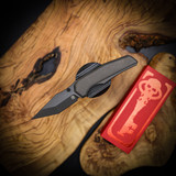 Chaves Knives Omega Street Jake McCoy Tanto - Stonewash Red Label Magnetic Integral Grey PVD, Premium M390 Steel Tactical Knife