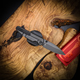 Chaves Knives Phase 229 Brad Blount Design – Premium Stonewash Red Label Drop Point Knife with Magnetic Integral Grey PVD Finish