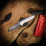 Chaves Knives Arrestor 229 - Brad Blount Design Red Label Magnetic Integral Sheepsfoot Knife with Bright Stonewash DLC Finish