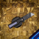 Chaves Knives C.H.U.B. Flipper Black PVD Linerlock Purple Ti Blue Label Aluminum Knurled Razor Blade CK-7C2-5C6B-2D1-PRP
