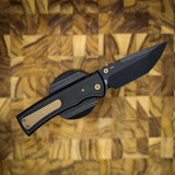 Chaves Knives Redencion Street SW PVD Linerlock Bronze Ti Blue Label Aluminum Knurled Black Tanto CK-1B2-2C9A-2D1-BR