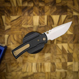 Chaves Knives Redencion Street SW PVD Linerlock Bronze Ti Blue Label Aluminum Knurled SW Tanto CK-1B2-2B9A-2D1-BR