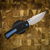 Chaves Knives Redencion 229 SW PVD Linerlock Blue Ti Blue Label Aluminum Knurled SW Tanto CK-1A2-2B9A-2D1-BLUE