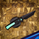 Chaves Knives Liberation Street SW PVD Linerlock Green Ti Blue Label Aluminum Knurled Black Tanto CK-2B2-2C9A-2D1-GR