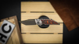 Hypercut Manufacturing Dharma Automatic Cross Cut Fat Carbon Orange, Black Screws, SN 0178