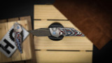 Hypercut Manufacturing Dharma Automatic Red White Blue Cross Cut Fat Carbon, SN 0184