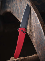ProTech Knives Malibu, Red Handle, Black Hardware, DLC Black Magnacut Reverse Tanto 5403-Red