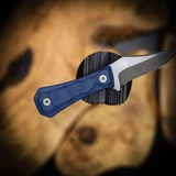 Auxiliary Manufacturing Pocket Bowie Fixed Blade Knife – Blue Micarta | Black PVD Blade