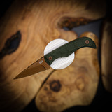 Auxiliary Manufacturing Karl Jr Fixed Blade Knife - Green Micarta Handle with Rose Gold Blade