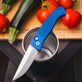 Protech Knives Brend Classic Auto - Walter Brend Design | Diamond Textured Blue Aluminum Handles & Stonewash Magnacut Blade WB1105-Blue
